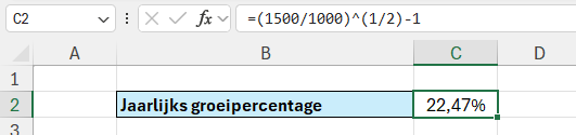 Gemiddeld jaarlijks groeipercentage van een vermogen berekenen