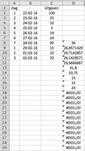 Schuivend gemiddelde berekenen in Excel