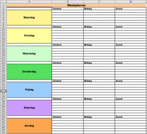 Weekplanner maken in Excel