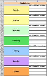 Weekplanner maken in Excel