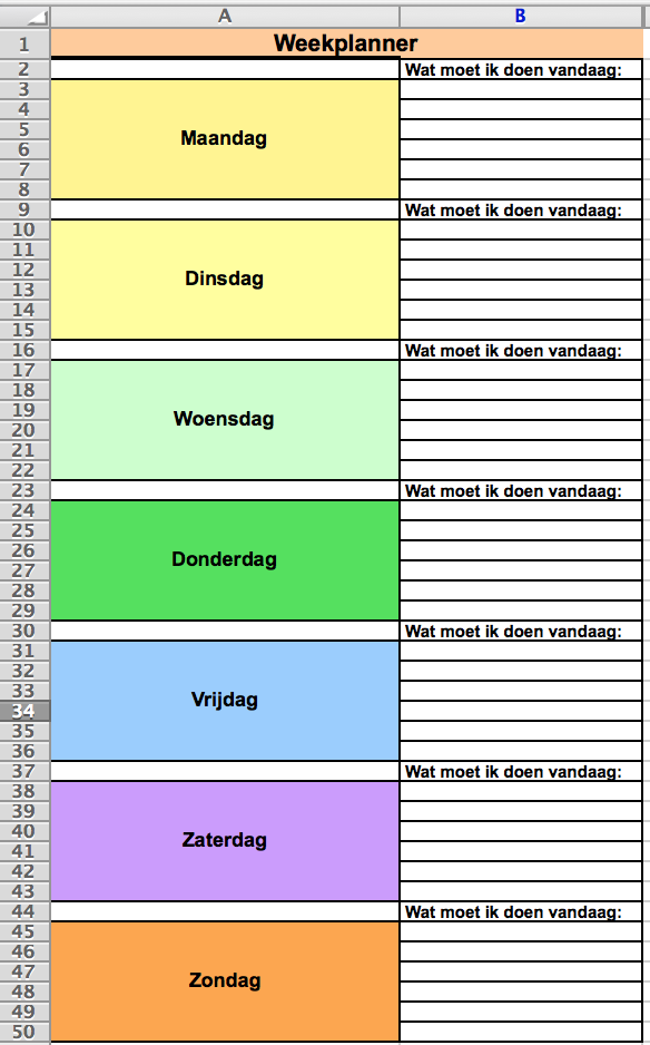 Weekplanning maken in Excel