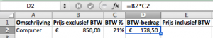 BTW berekenen in Excel