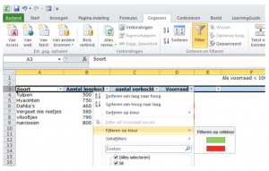 Filteren of sorteren op kleur in Excel