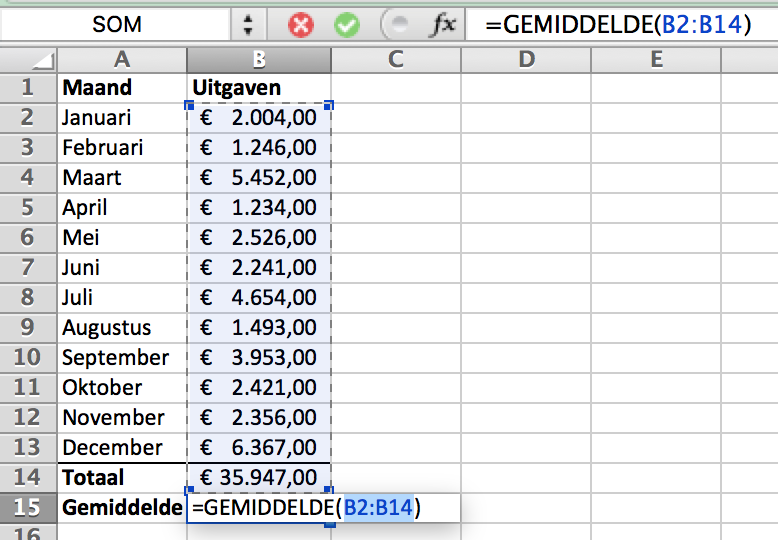 Functies in Excel voor beginners
