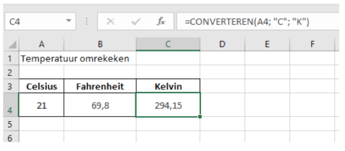 Formule: Omrekenen of converteren in Excel