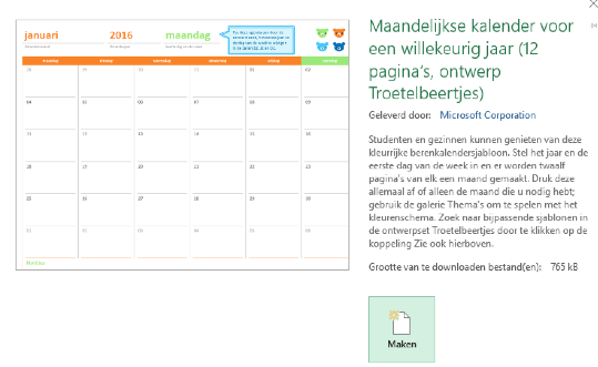 Kalender maken in Excel (Windows)