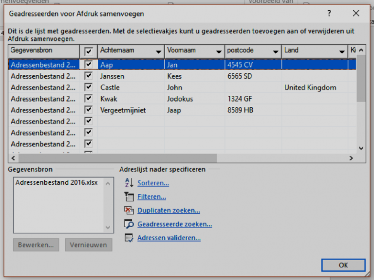 Adressen op etiketten afdrukken Handleiding Excel Adressen op etiketten afdrukken Handleiding Excel