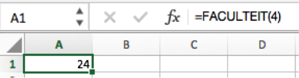 Functie Faculteit Excel