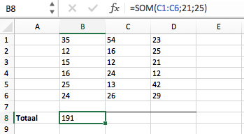 Functie SOM Excel