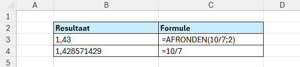 De functie AFRONDEN in Excel