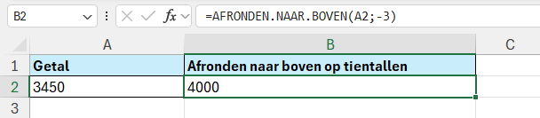 Afronden naar boven op duizenden Afronden naar boven in Excel op duizenden