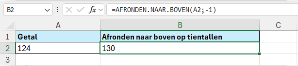 Afronden naar boven op tientallen Afronden naar boven in Excel op tientallen