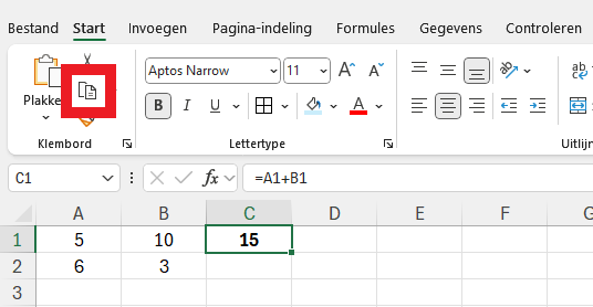 Formules kopieren in Excel