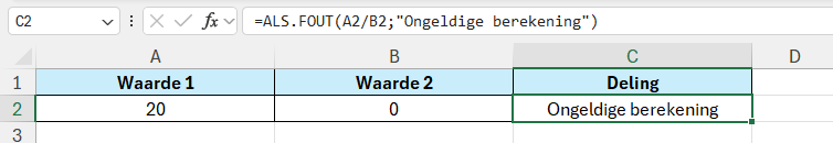Foutmelding in Excel voorkomen met de functie ALS.FOUT