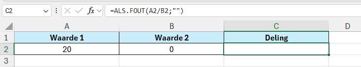 Lege waarde tonen in Excel bij een foutmelding