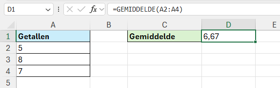 Gemiddelde berekenen van een celbereik
