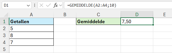 Gemiddelde berekenen van celbereik en losse waarde