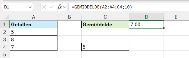 Gemiddelde berekenen van celverwijzing, celbereik en los getal