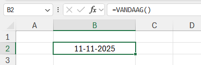 Huidige datum in Excel tonen met de functie VANDAAG