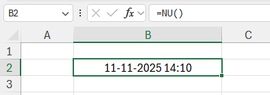 Huidige datum en tijd weergeven in Excel met de functie NU