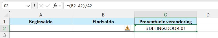 Foutmelding bij berekenen procentuele verandering