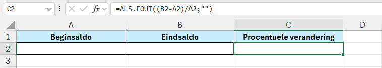 Foutmelding voorkomen bij berekenen van procentuele verandering