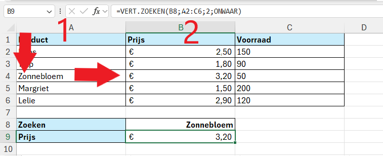 De werking van de functie VERT.ZOEKEN uitgelegd