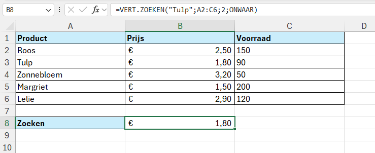 VERTICAAL ZOEKEN in Excel