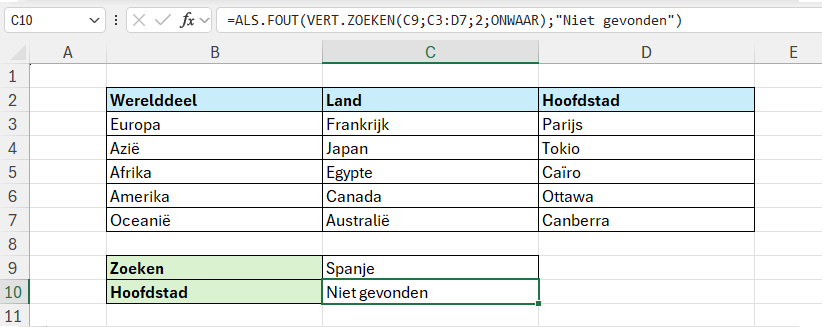 Foutmelding VERTICAAL ZOEKEN in Excel voorkomen