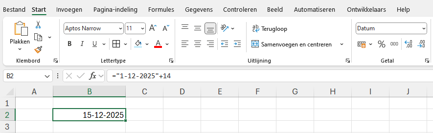 Rekenen met datums in Excel