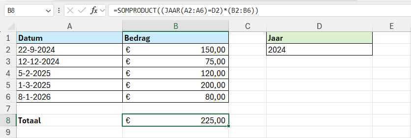 Functie JAAR in Excel 4 Dynamisch optellen op basis van een jaartal met de functie JAAR