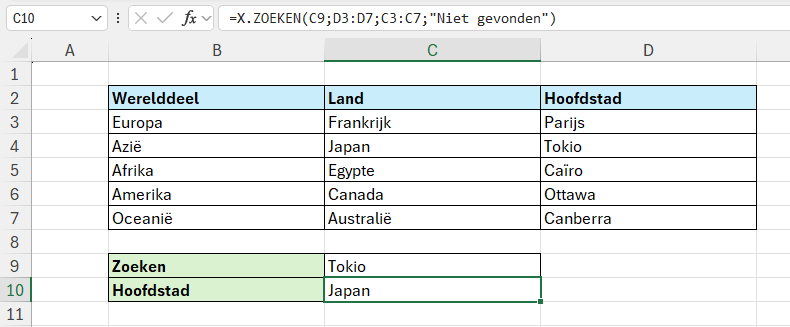 Naar links zoeken met de functie X.ZOEKEN in Excel