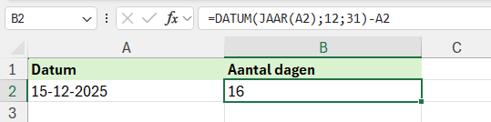 Hoeveel dagen tot het einde van het jaar berekenen