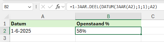 Openstaand percentage tot het einde van het jaar berekenen