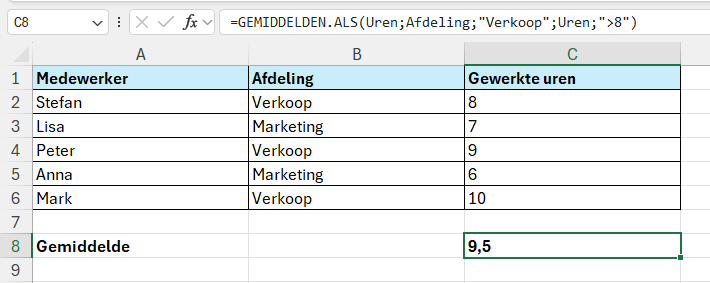 Het gemiddelde berekenen van naambereiken