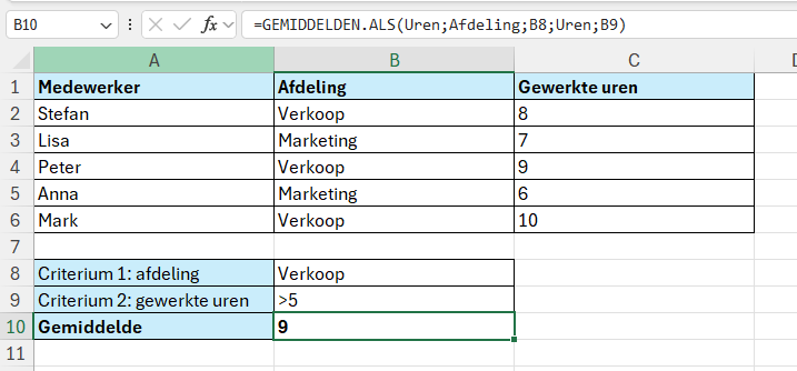 Het gemiddelde berekenen van naambereiken op een dynamische manier