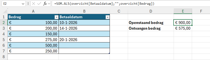 Formule dynamischer maken door het op te maken als tabel