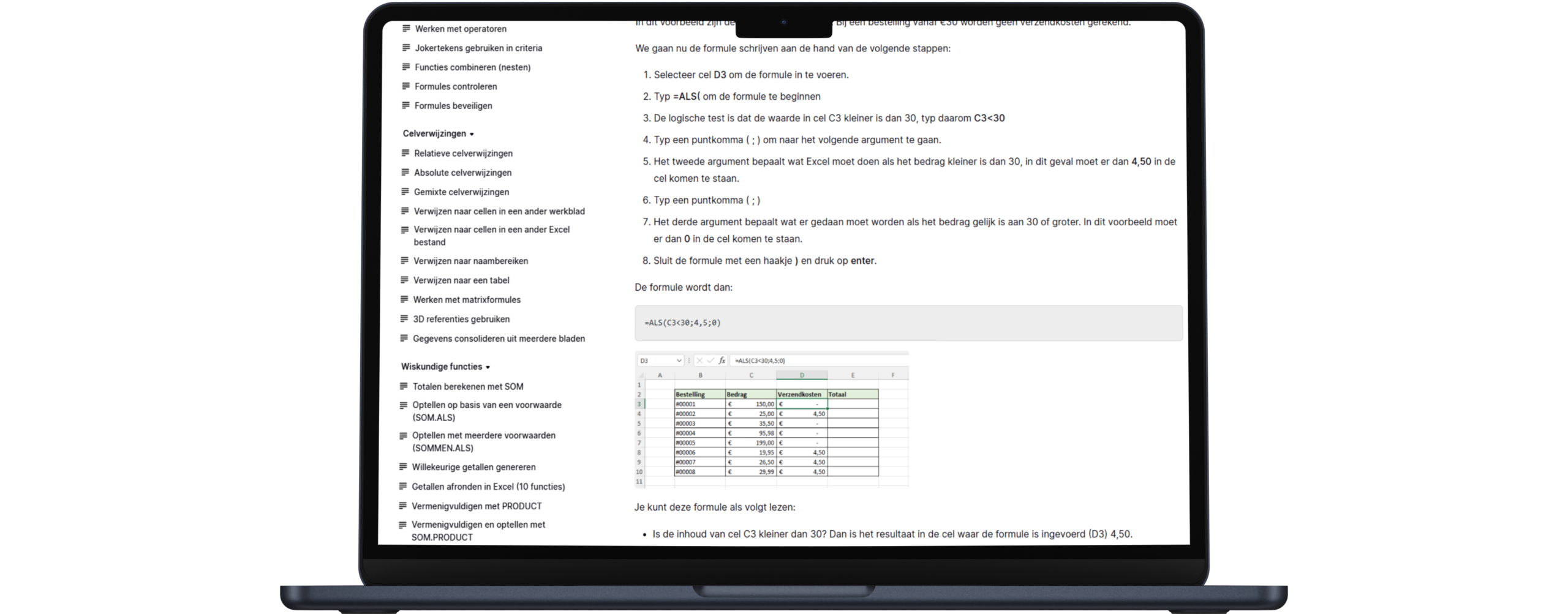 Cursus formules en functies in Excel
