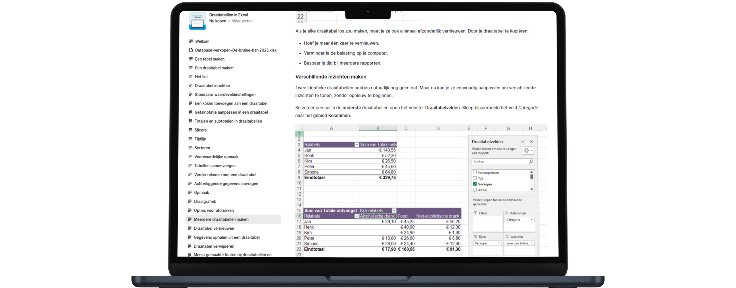 Cursus draaitabellen in Excel