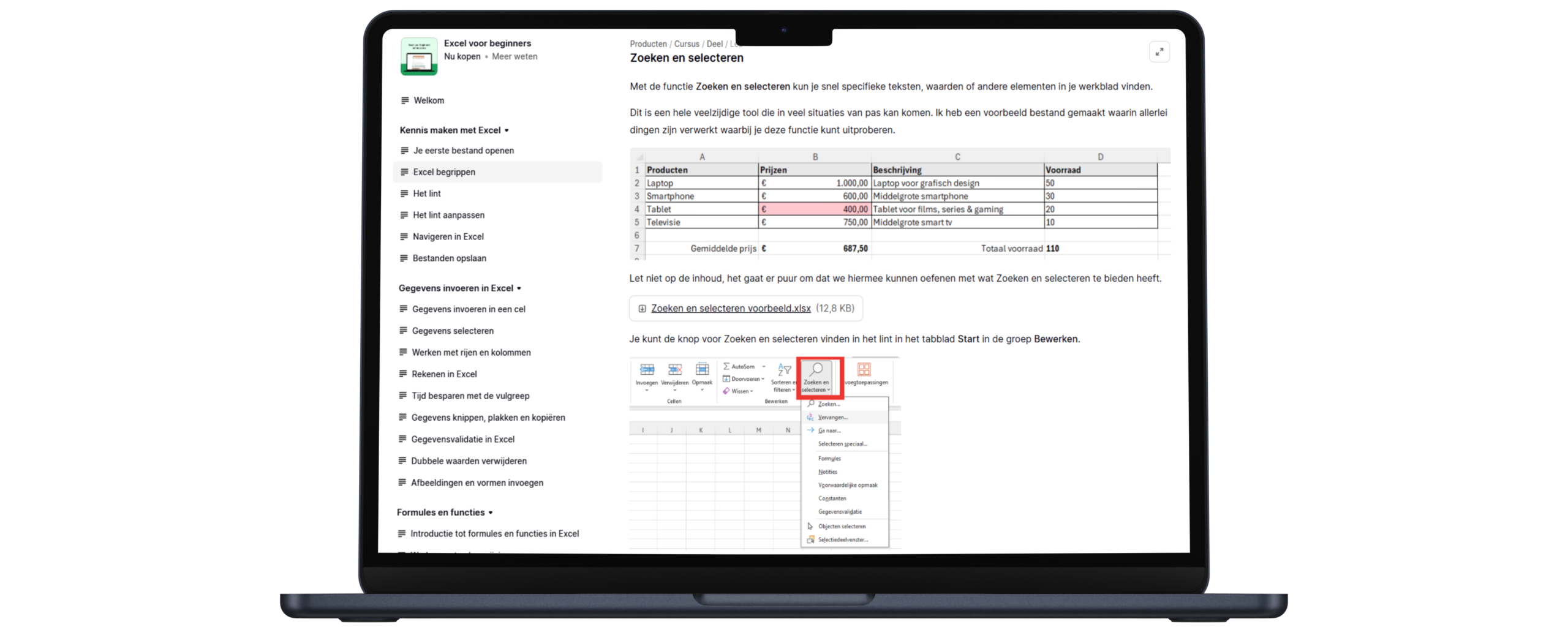 Excel voor beginners cursus