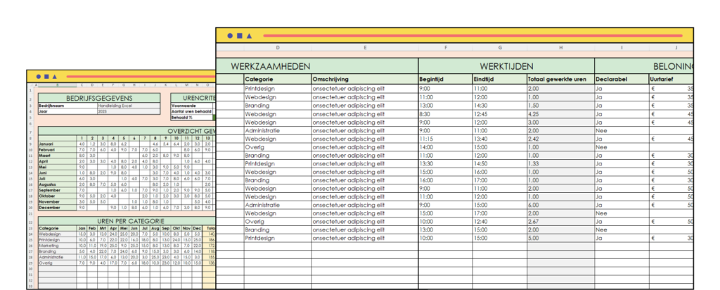Urenregistratie Excel template