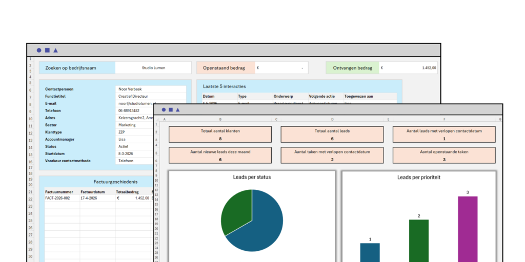 Klanten beheren in Excel met CRM template